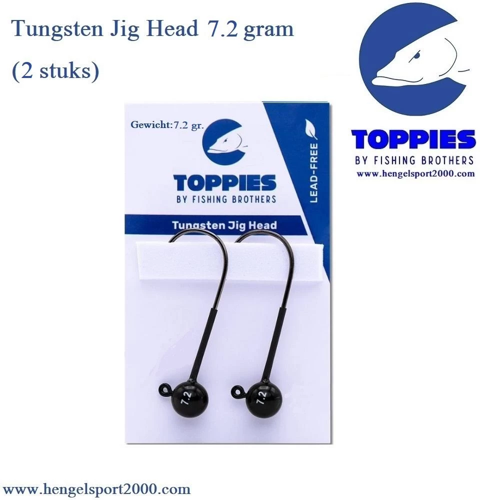 Toppies Fishing Tungsten Jigheads Black 7.2 Gram | H1 (2 PCS) 3 Toppies Fishing Tungsten Jigheads Black 7.2 Gram | H1 (2 PCS)