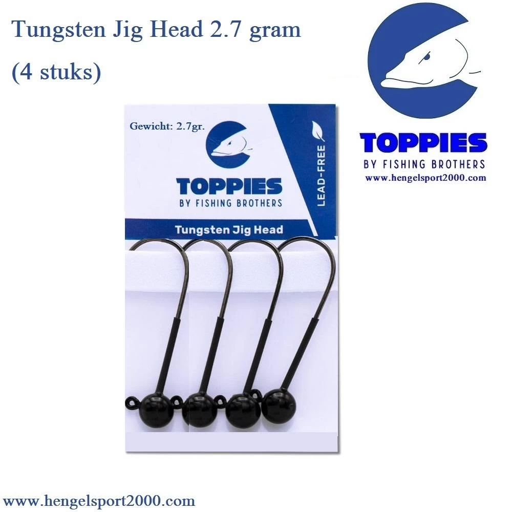 Toppies Fishing Tungsten Jigheads Black 2.7 Gram | H1 (4 PCS) 3 Toppies Fishing Tungsten Jigheads Black 2.7 Gram | H1 (4 PCS)