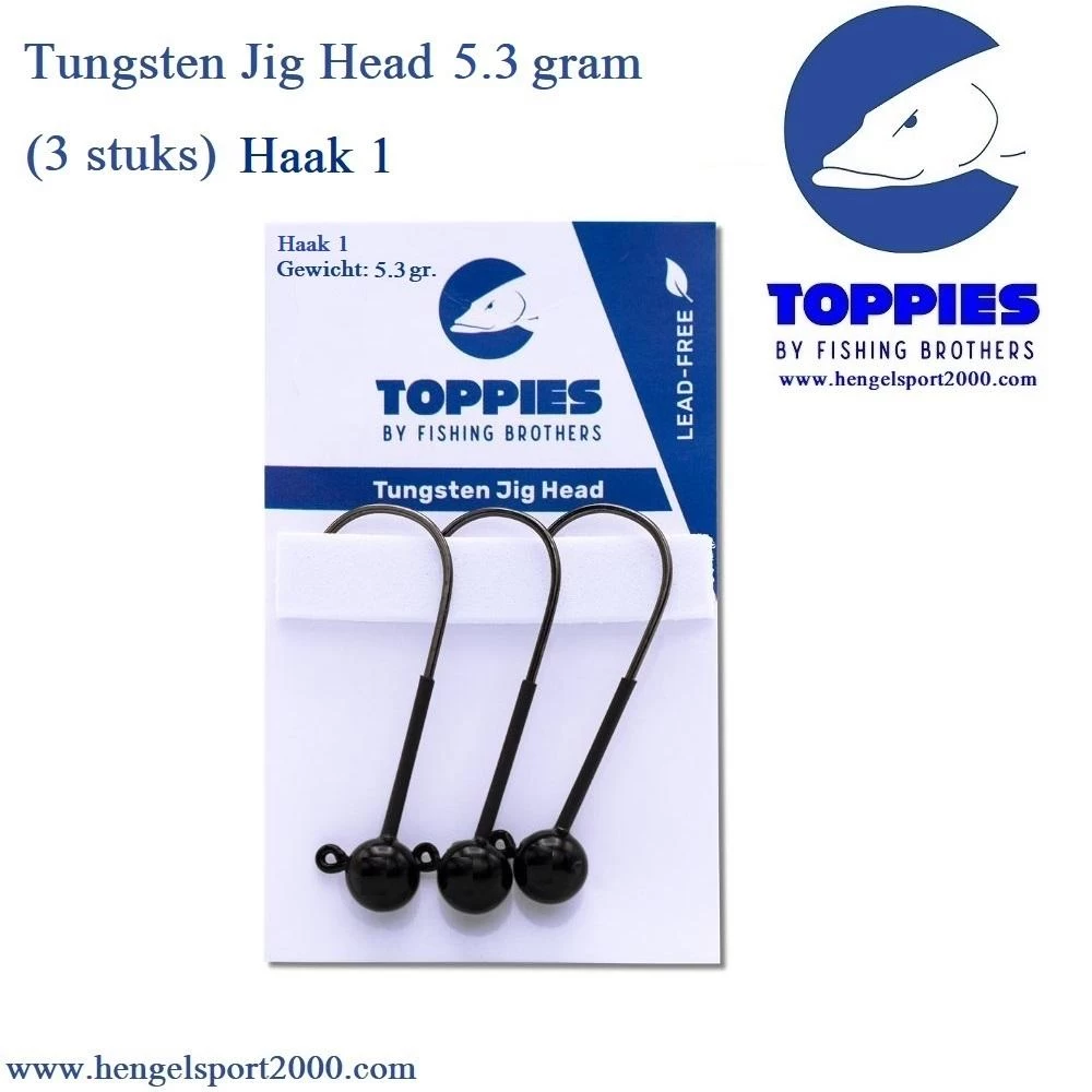 Toppies Fishing Tungsten Jigheads Black 5.3 Gram | H1 (3 PCS) 7 Toppies Fishing Tungsten Jigheads Black 5.3 Gram | H1 (3 PCS) - Afbeelding 5